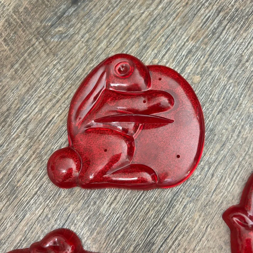 Aunt Chicks Vintage Cookie Cutters Ruby Red Plastic Bunny Pumpkin Clown Set of 3